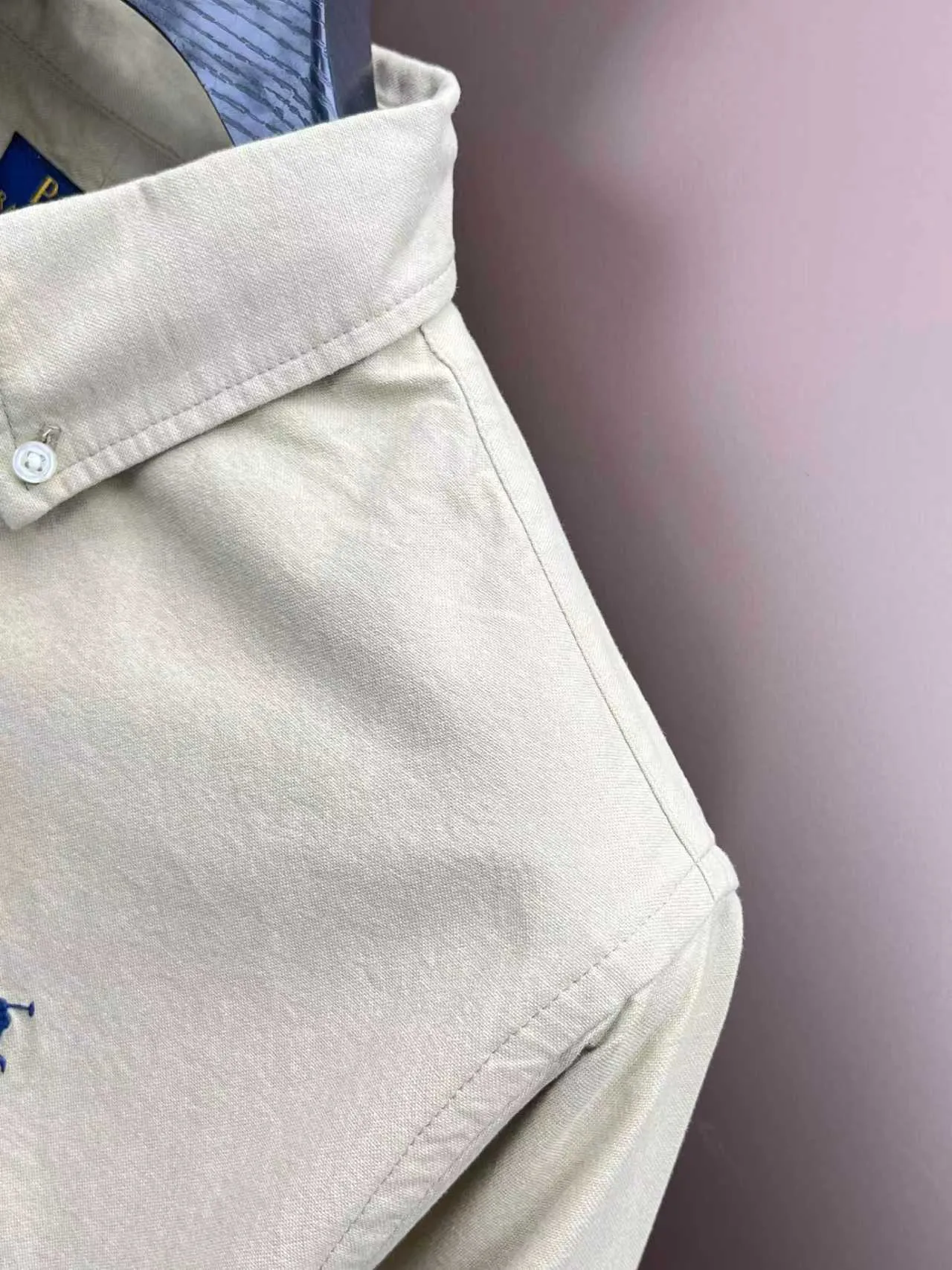 P360 Polo 25ss new solid color logo embroidered buttoned long-sleeved shirt men's high version code number: XS.S.M.L.XL.